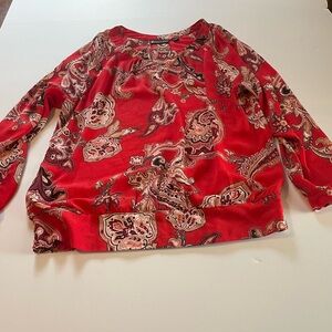 New York & Company Red Paisley Top